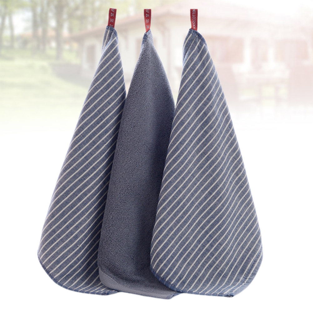 Home Textiles In Pakistan - 3Pcs Thick Striped Cotton Towels Premium