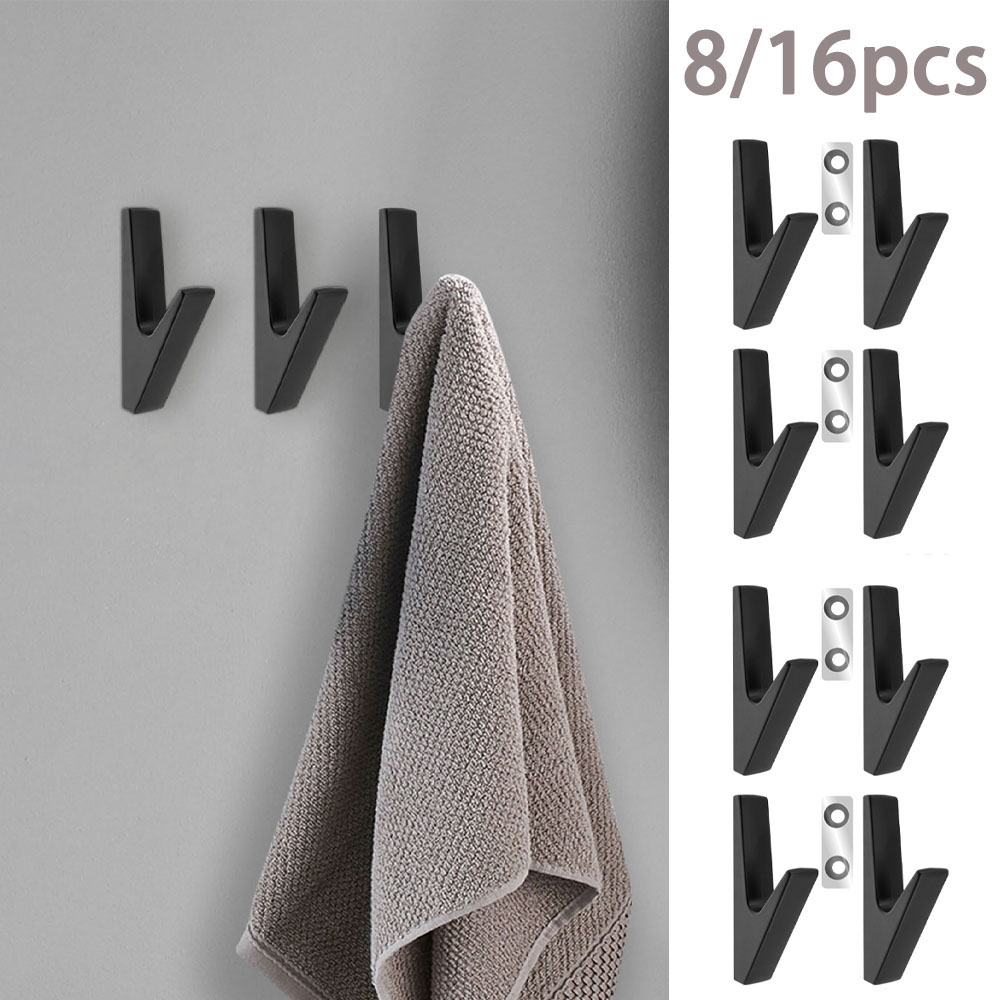 Home Textiles Towel - 8/16Pcs Towel Hooks Metal Matte Wall
