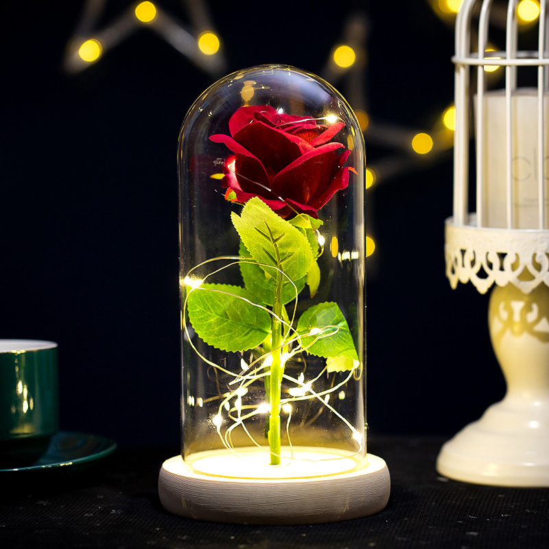 Home Textiles Today - Glowing Plush Artificial Rose Dome Ornament