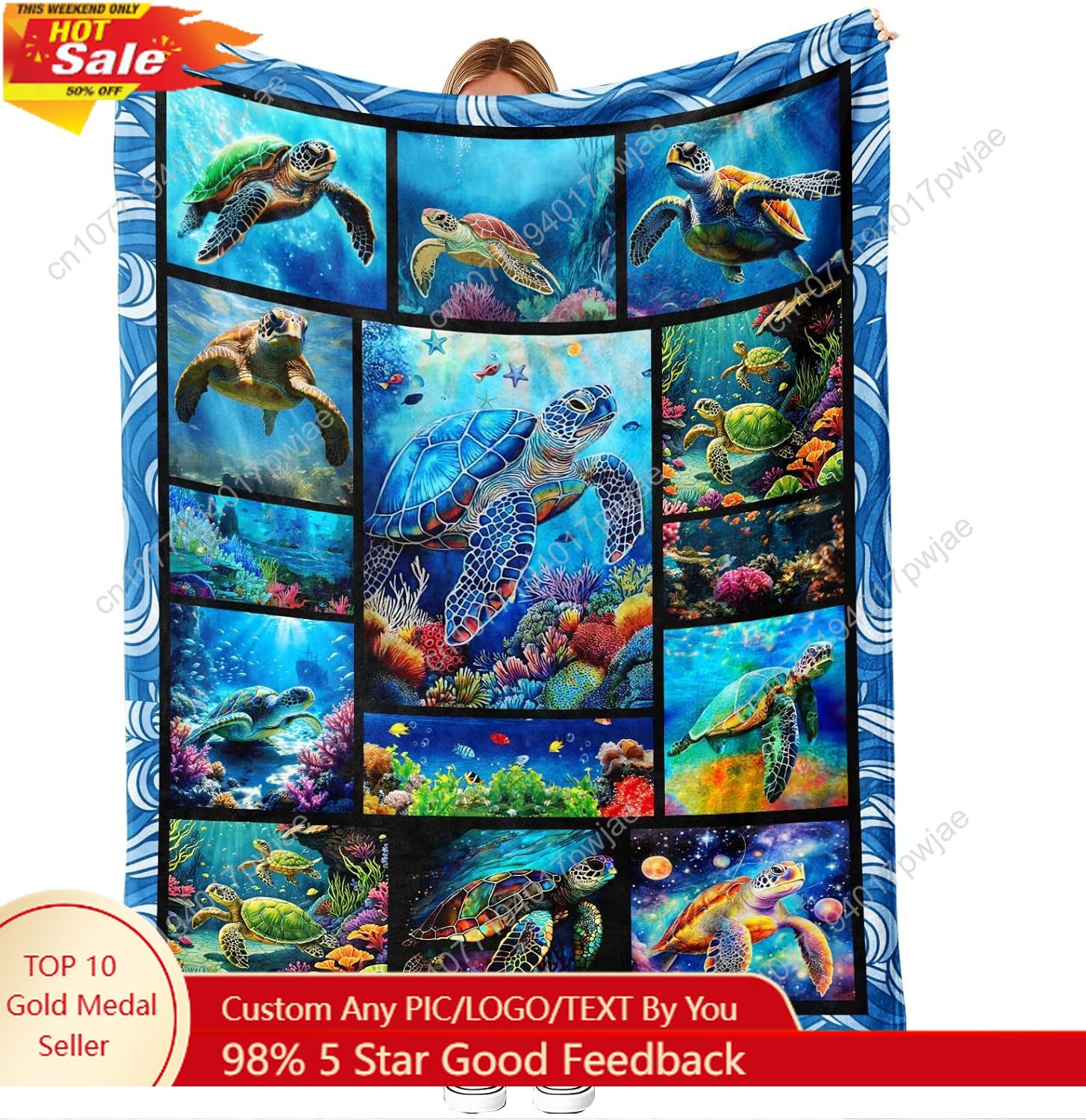 Sea Turtle Flannel Throw Blank - Home Textiles Towel ulasan dan harga