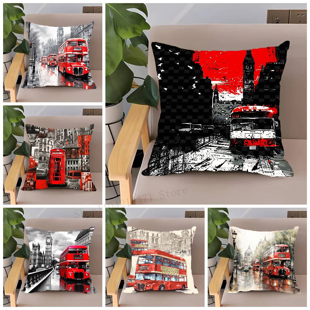 London Red Bus Print Pillow Ca - Home Textiles London ulasan dan harga