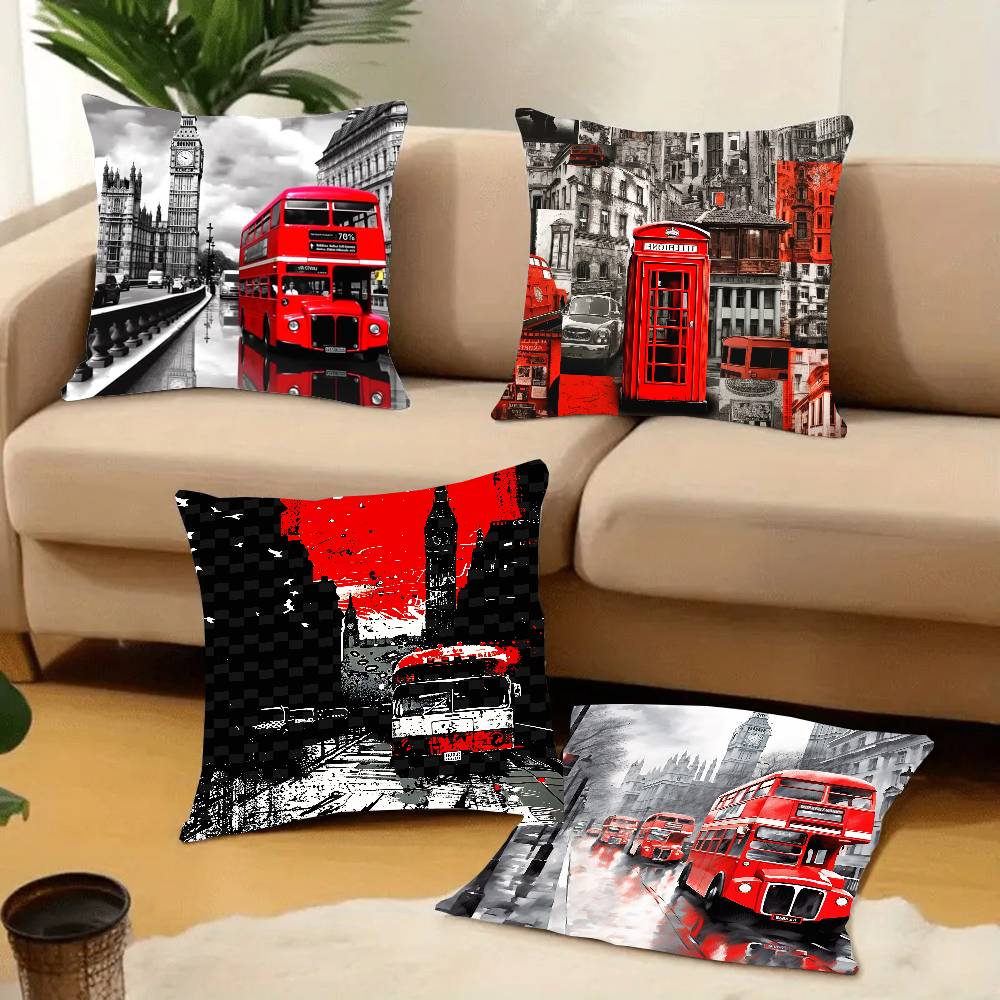 London Red Bus Print Pillow Ca - Home Textiles London ulasan dan harga