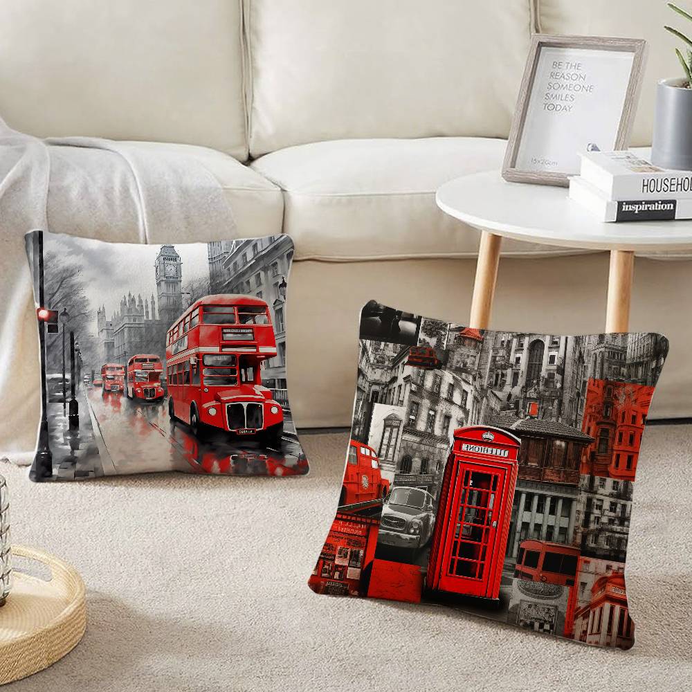 London Red Bus Print Pillow Ca - Home Textiles London ulasan dan harga