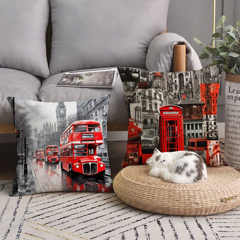 London Red Bus Print Pillow Ca - Home Textiles London ulasan dan harga