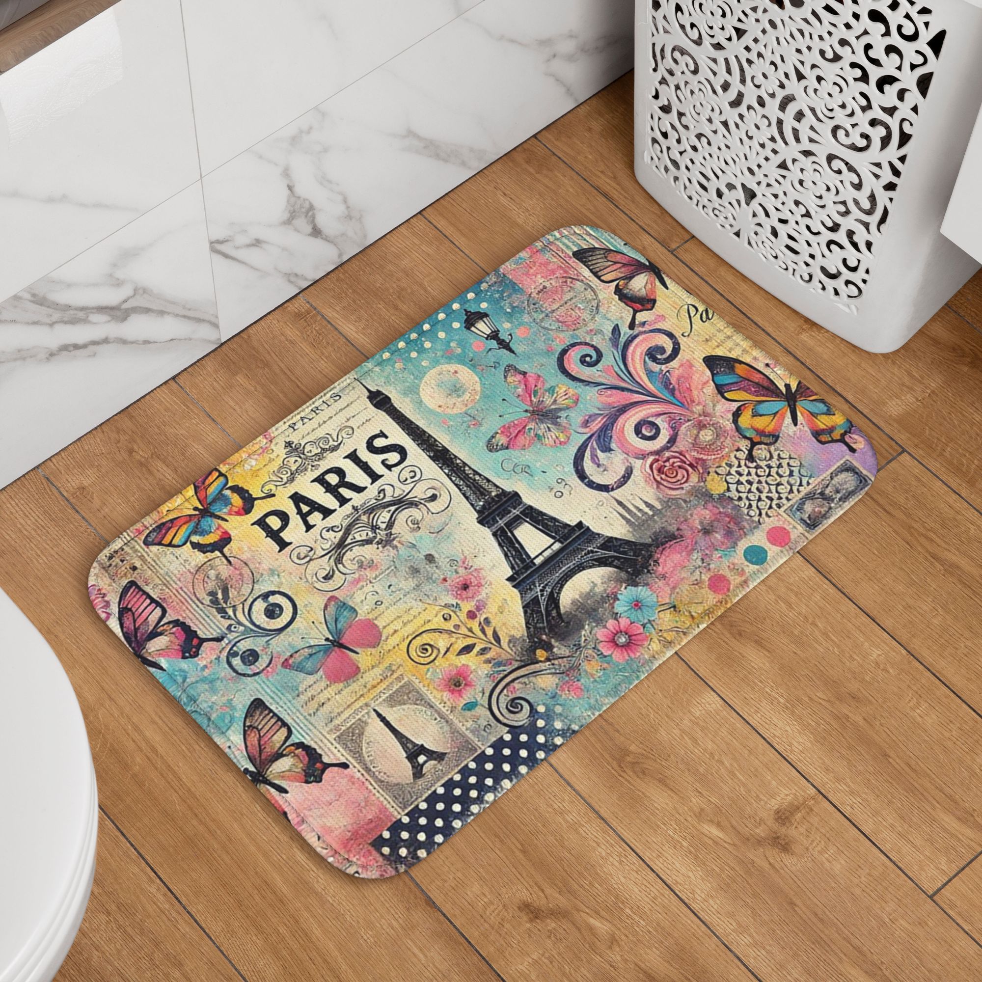 Paris Eiffel Tower art Doormat - Home Textiles Paris ulasan dan harga