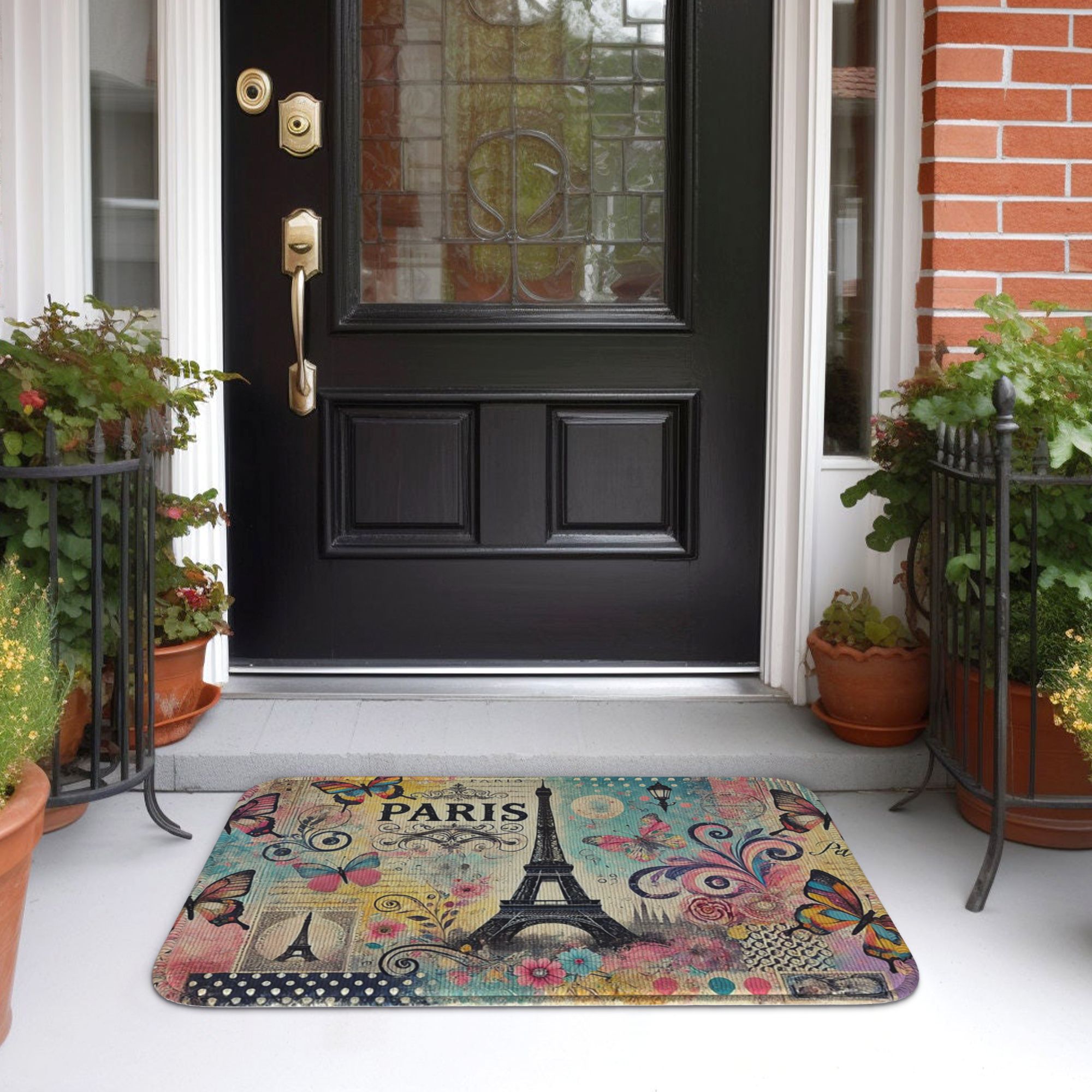 Paris Eiffel Tower art Doormat - Home Textiles Paris ulasan dan harga