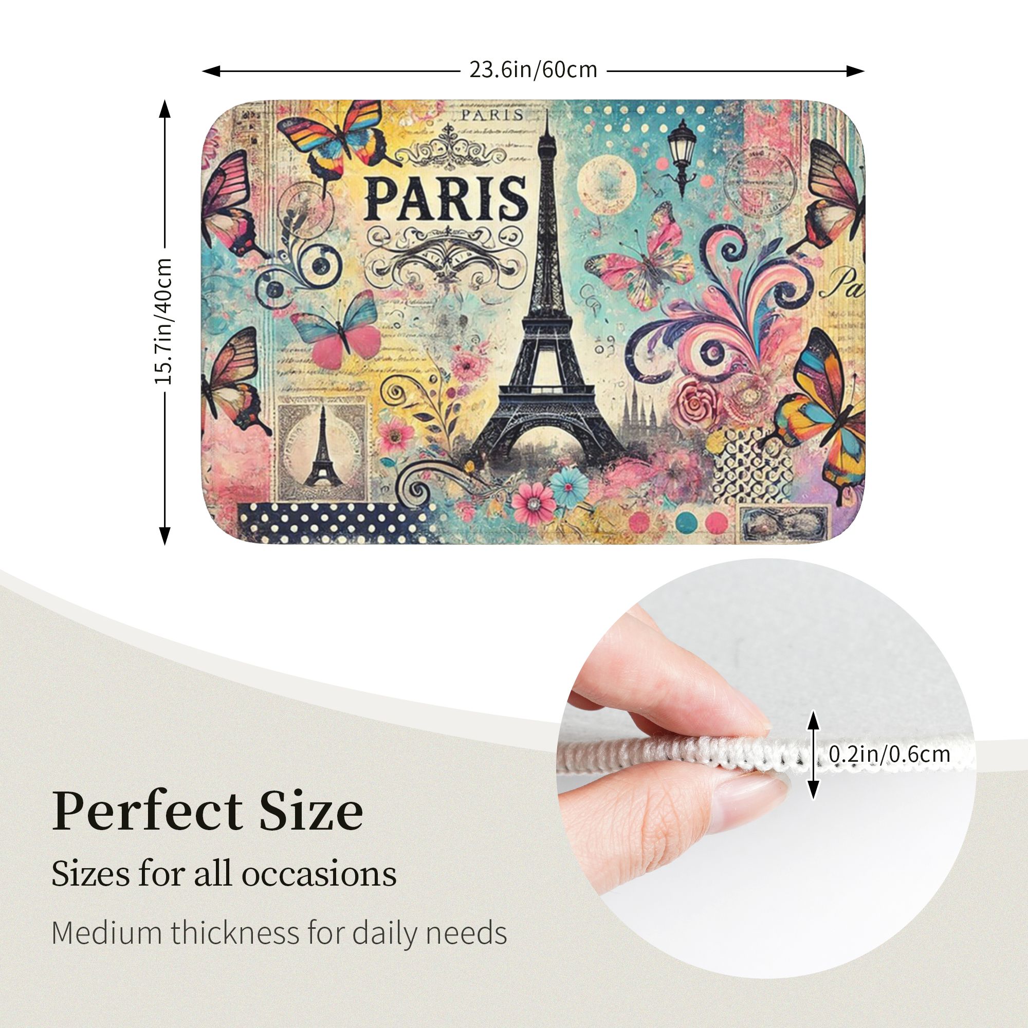 Paris Eiffel Tower art Doormat - Home Textiles Paris ulasan dan harga