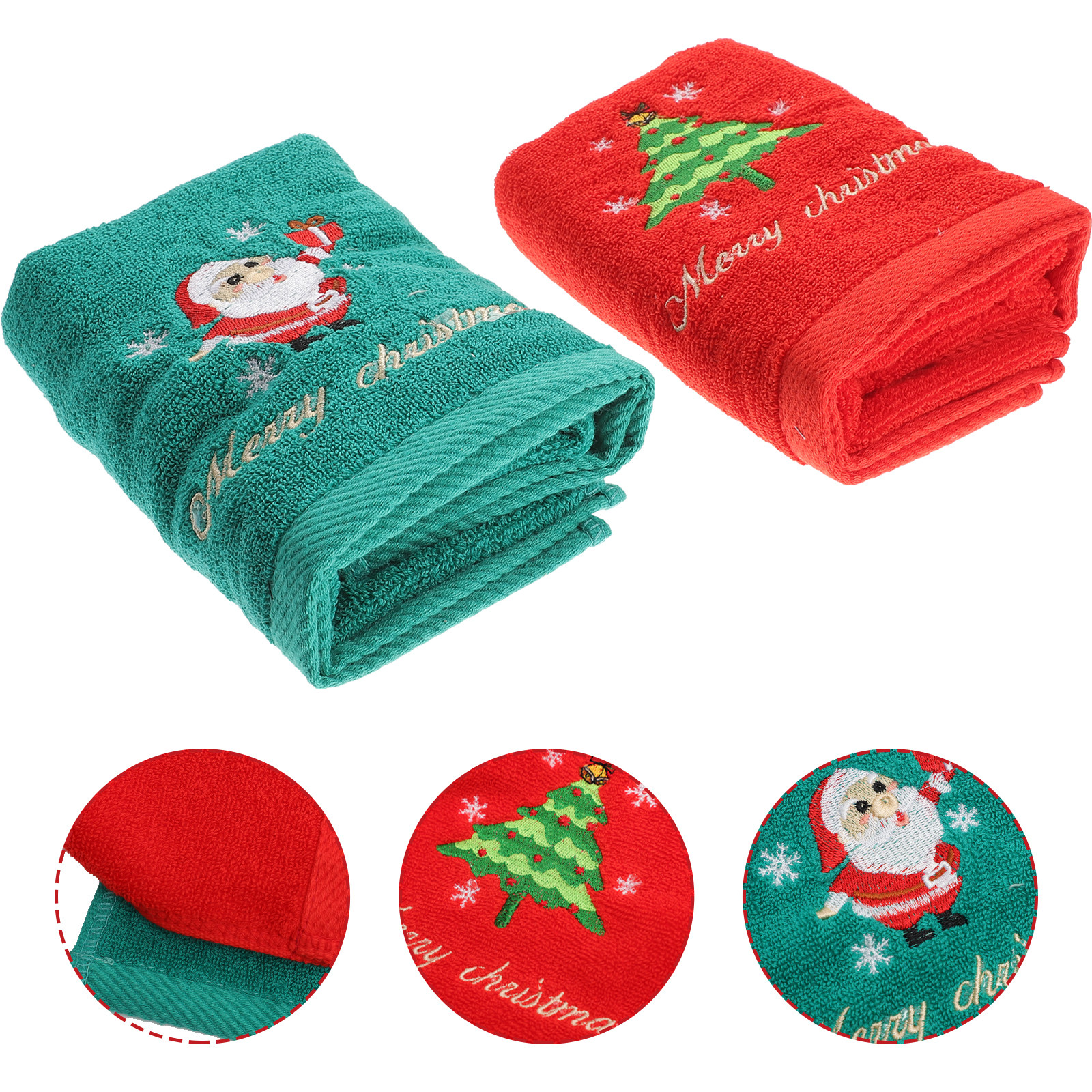2Pcs Christmas Cotton Towels E - Home Textiles In Pakistan ulasan dan harga