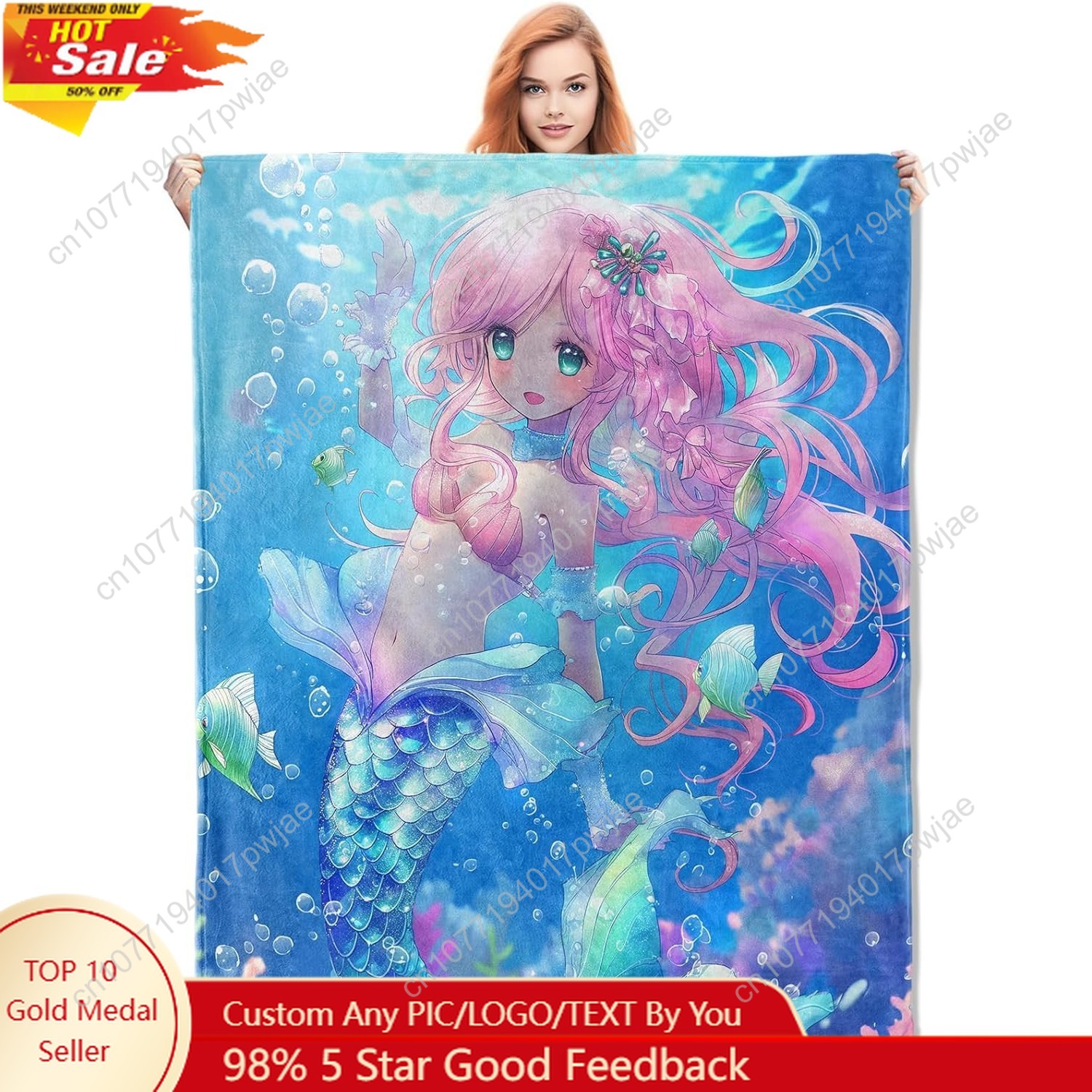 Cute Mermaid Blanket Cartoon F - Home Textiles & Decorations ulasan dan harga