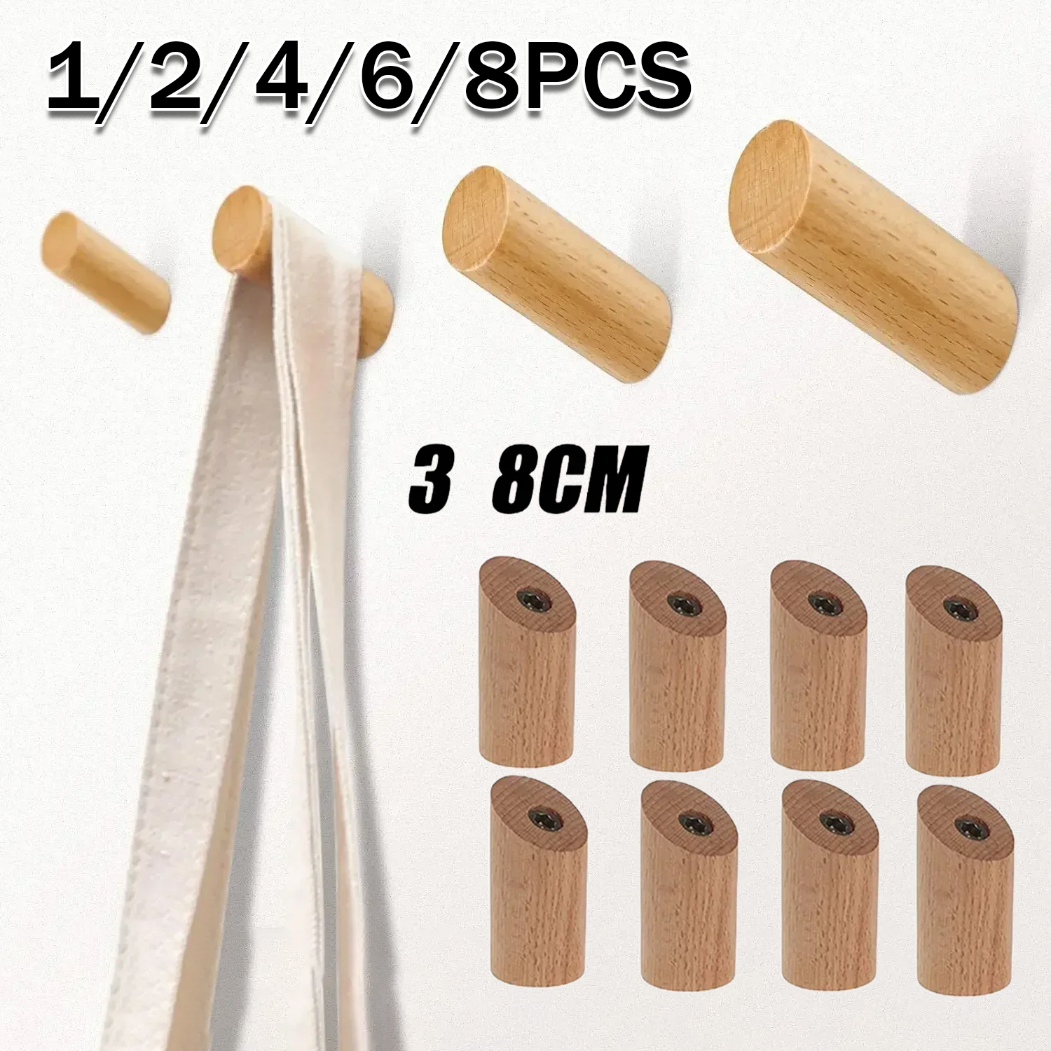 Wall Mounted Wooden Hooks for  - Home Textiles Towel ulasan dan harga