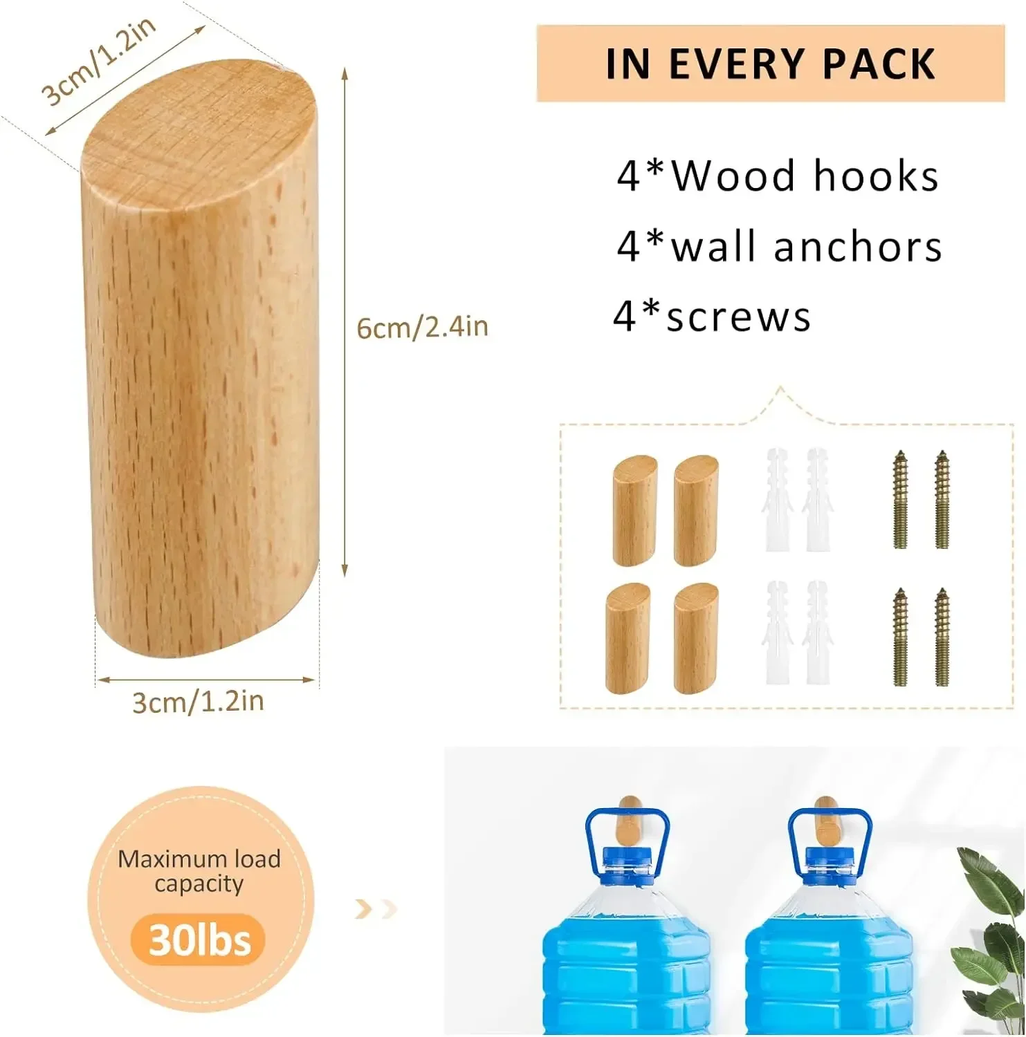 Wall Mounted Wooden Hooks for  - Home Textiles Towel ulasan dan harga