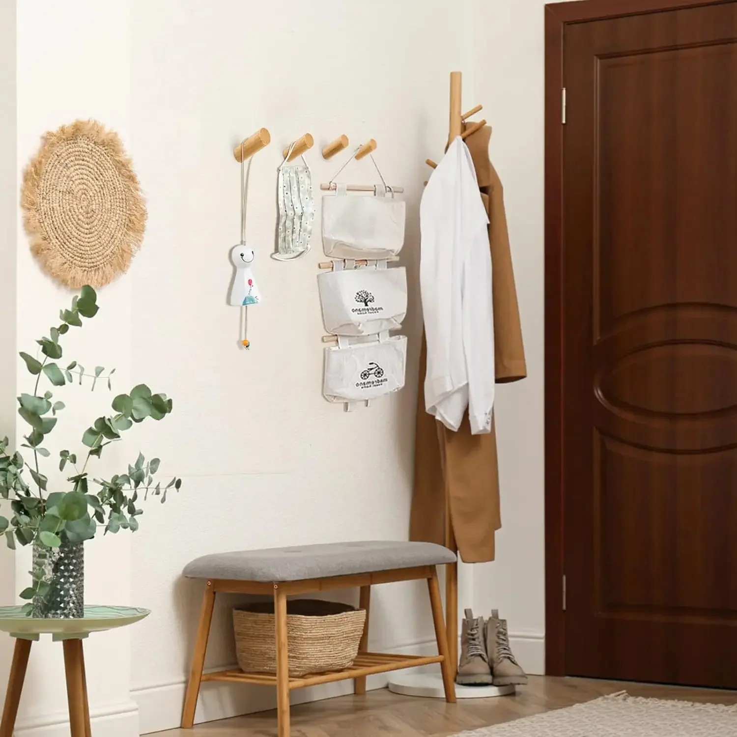 Wall Mounted Wooden Hooks for  - Home Textiles Towel ulasan dan harga
