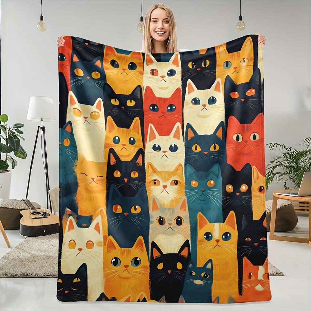 Modern cat face patterns Flann - Home Textiles Face Towel ulasan dan harga